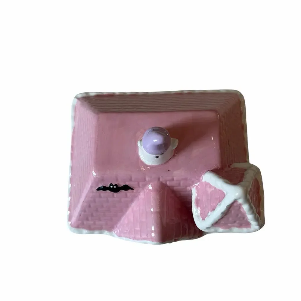 Pink Halloween HAUNTED HOUSE Cookie Jar by Booville Ceramic Spooky Boo New